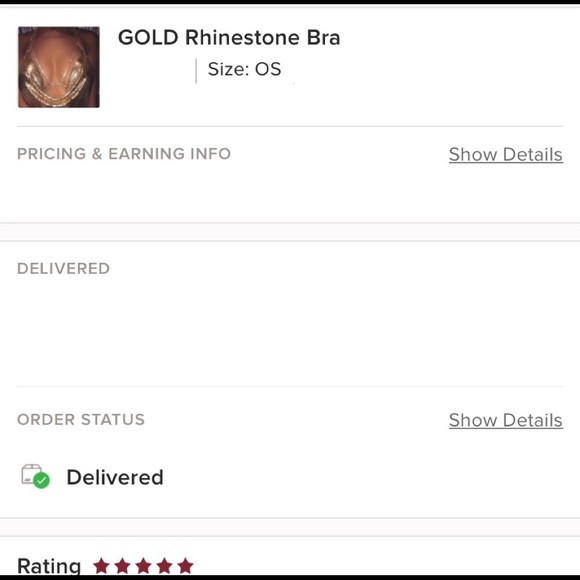 GOLD Rhinestone Bra - Picture 3 of 3